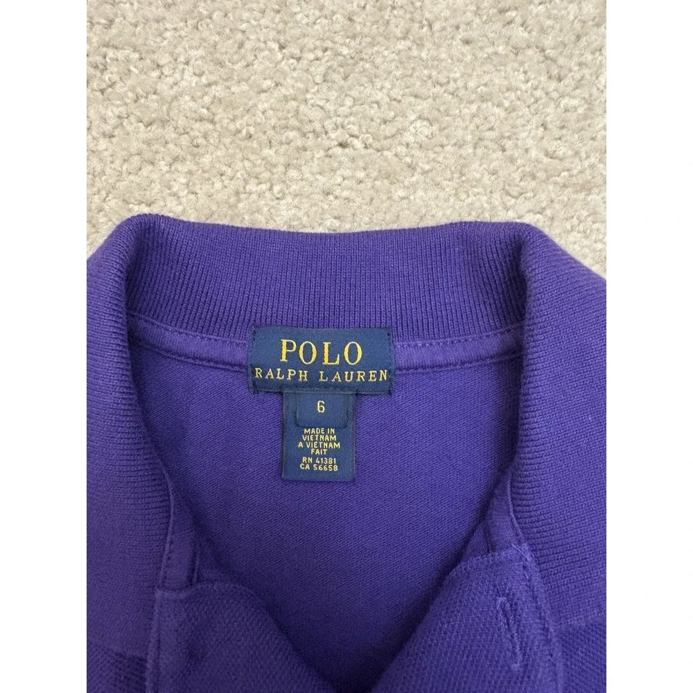 Boys Polo Ralph Lauren Purple Long Sleeve Rugby Polo Shirt Size 6